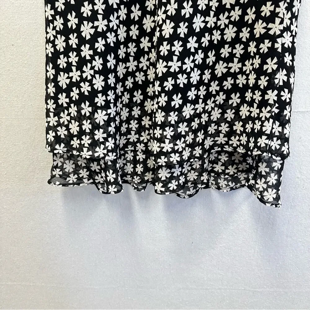Vintage Y2k Soft Works Petites black & white  layered knee length skirt size 2‎